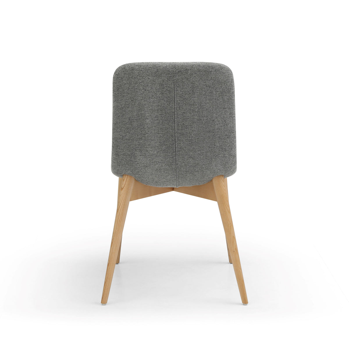 Chaise repas tissu gris clair pied frêne naturel