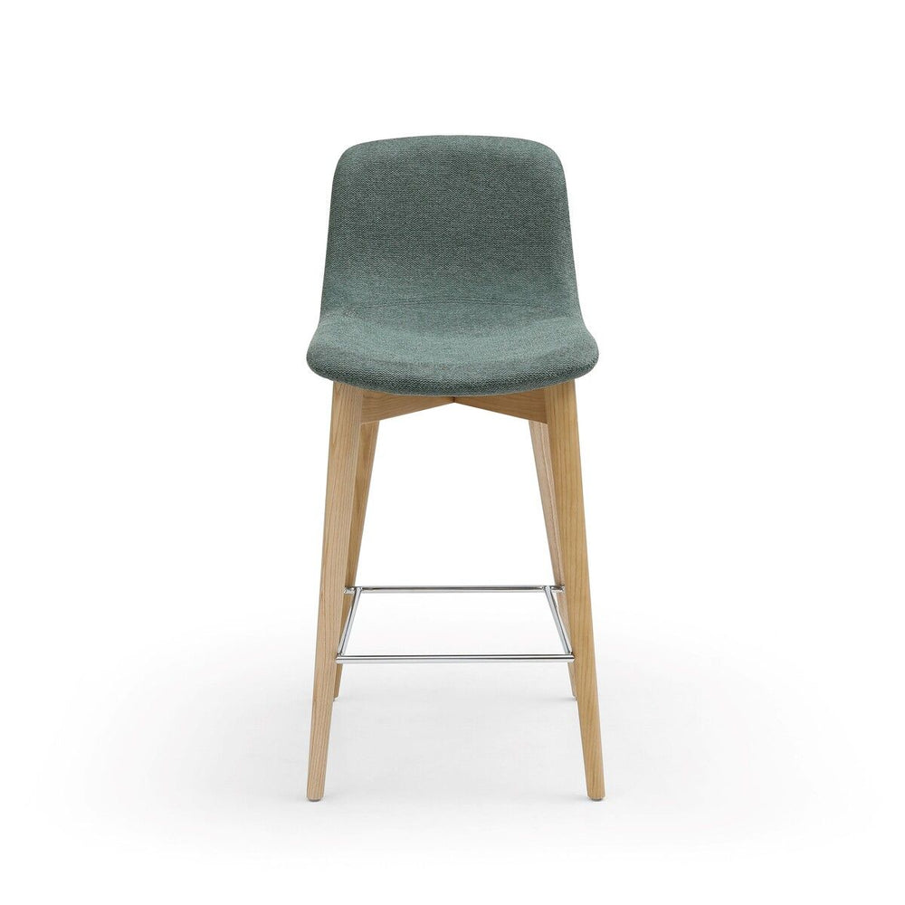 Chaise snack tissu vert Pied en Frêne naturel