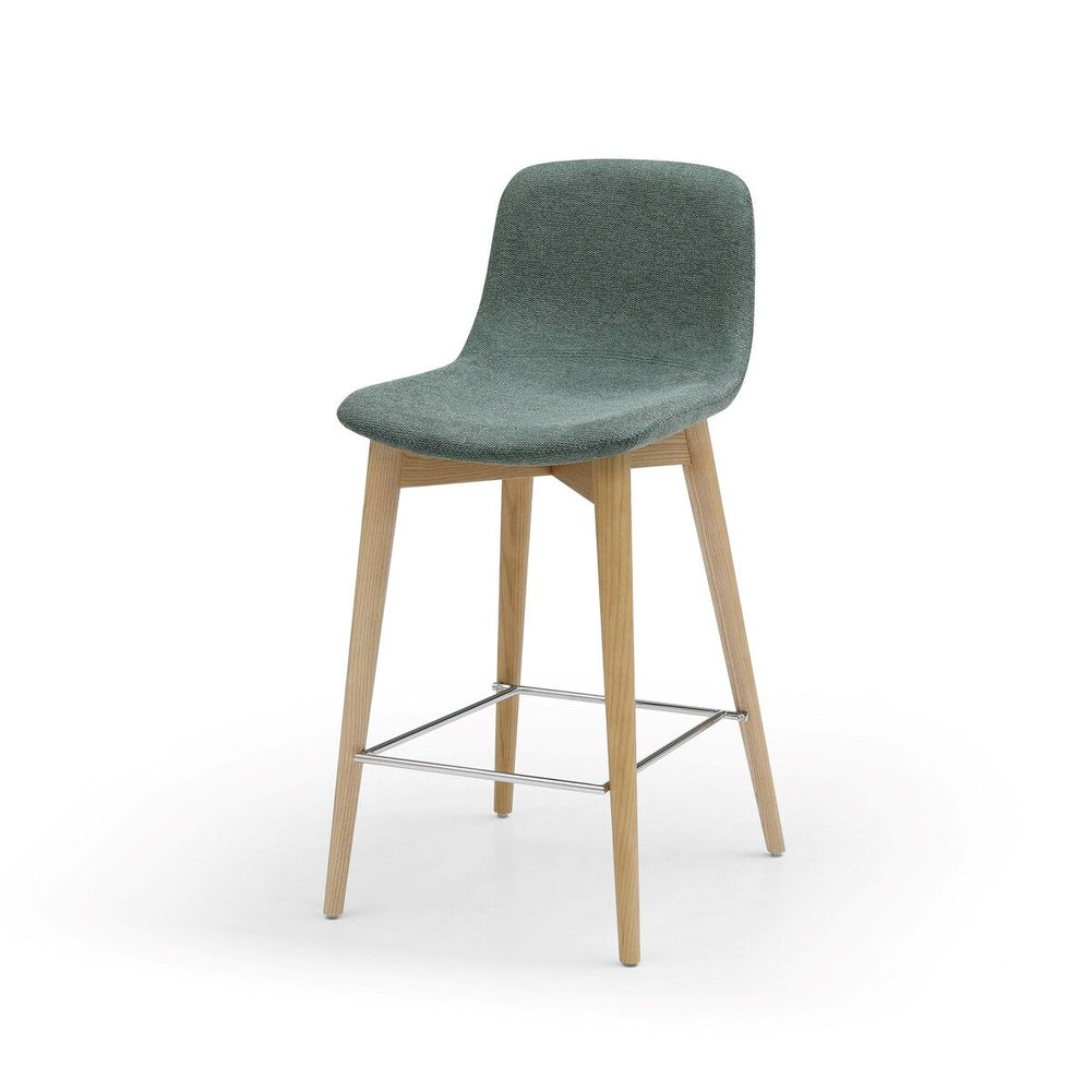 Chaise snack tissu vert Pied en Frêne naturel