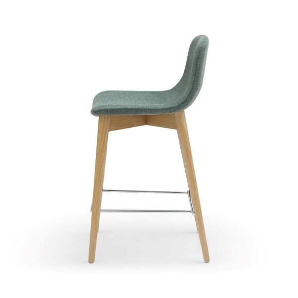 Chaise snack tissu vert Pied en Frêne naturel