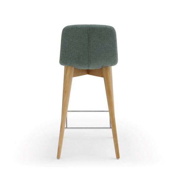 Chaise snack tissu vert Pied en Frêne naturel