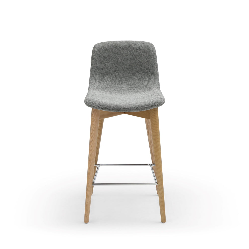 Chaise snack tissu gris Pied en Frêne naturel