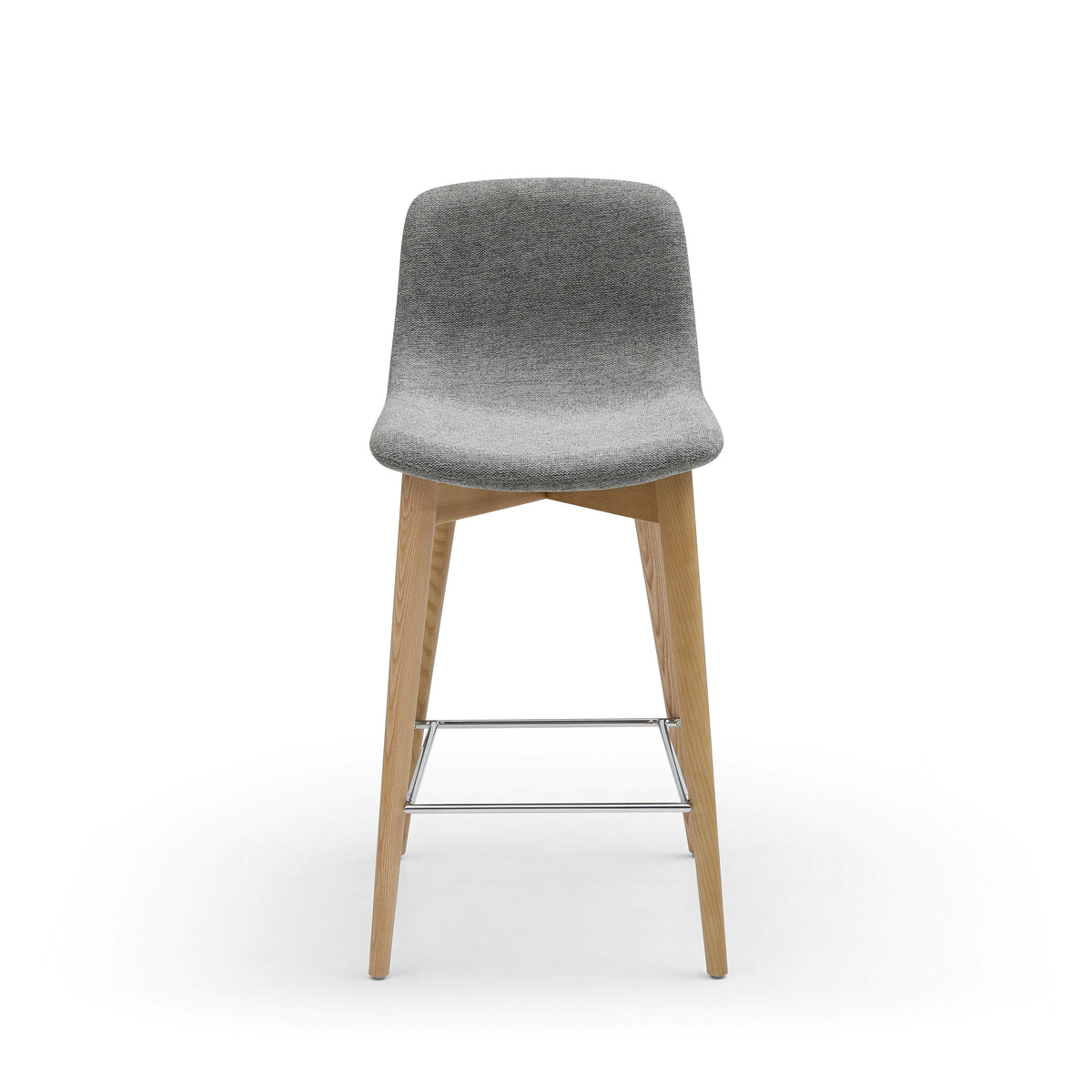 Chaise snack tissu gris Pied en Frêne naturel