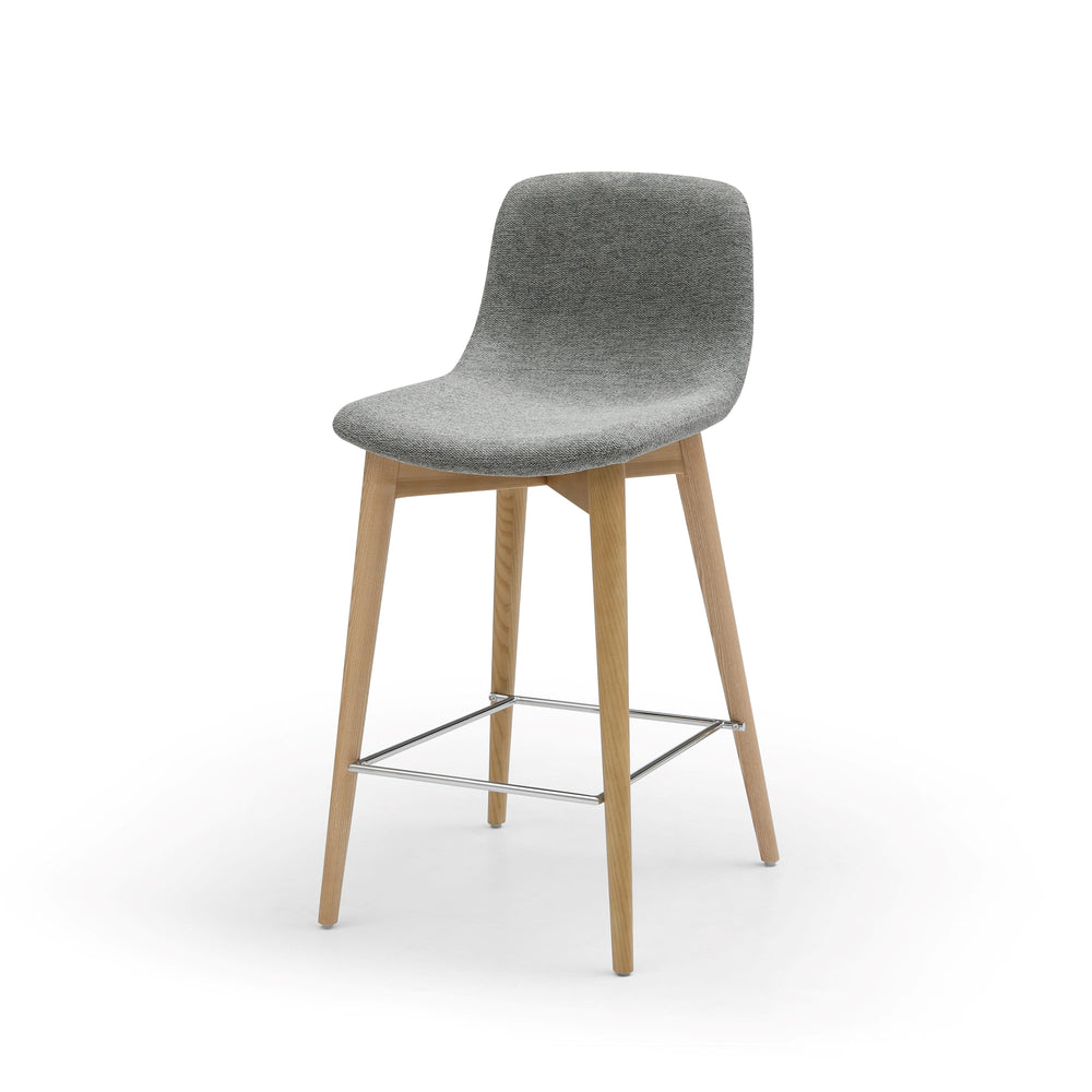 Chaise snack tissu gris Pied en Frêne naturel