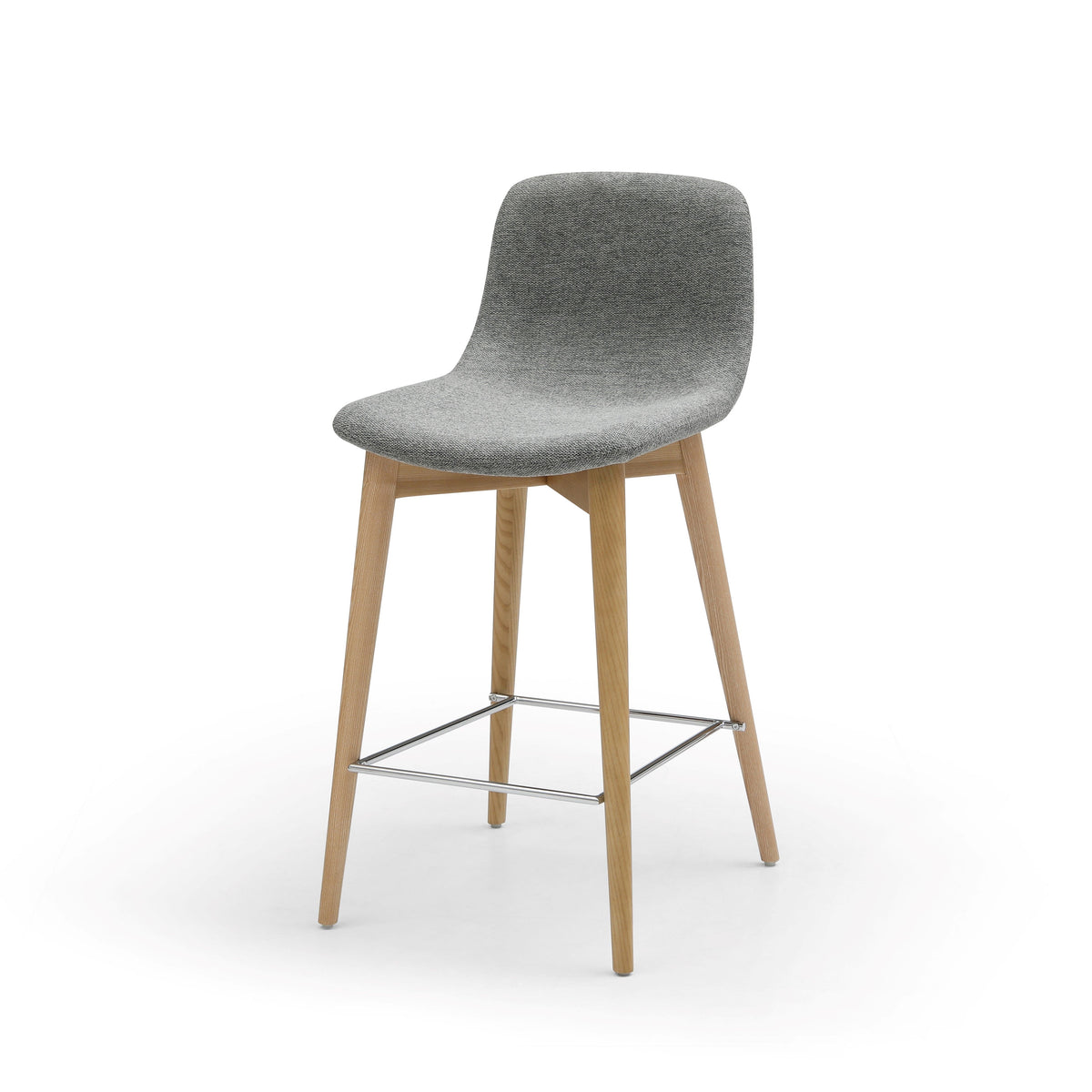 Chaise snack tissu gris Pied en Frêne naturel