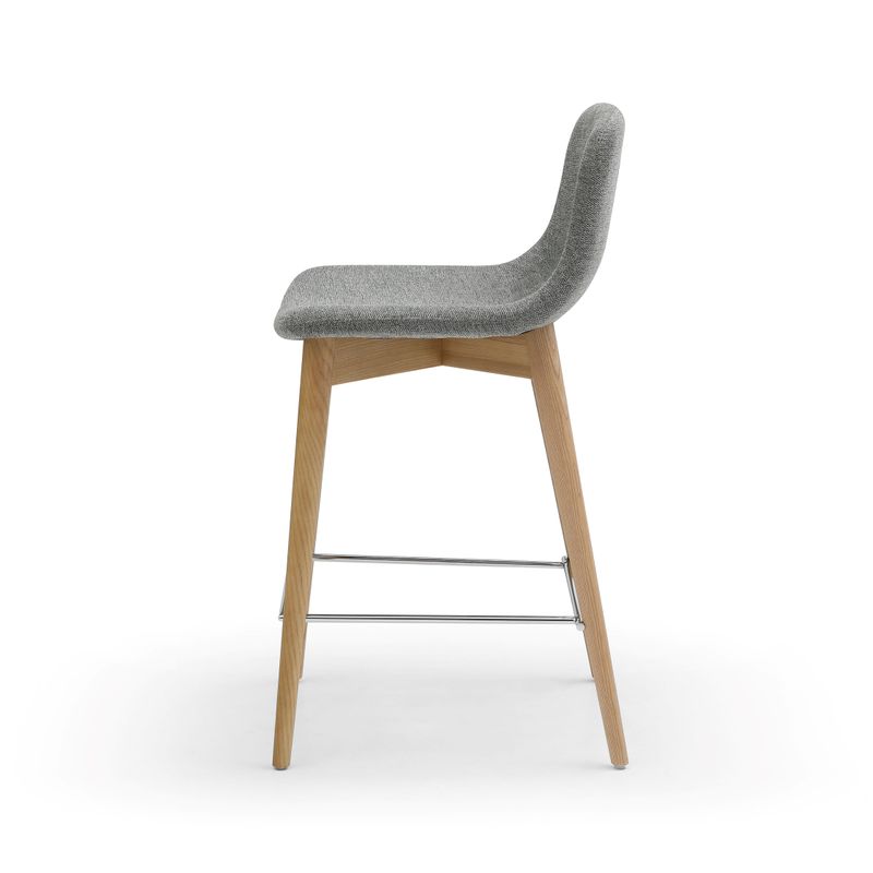 Chaise snack tissu gris Pied en Frêne naturel