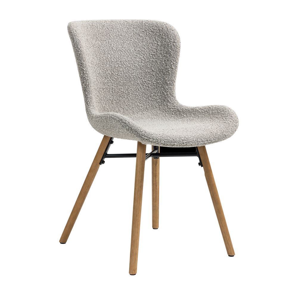 Chaise repas effet bouclette gris clair