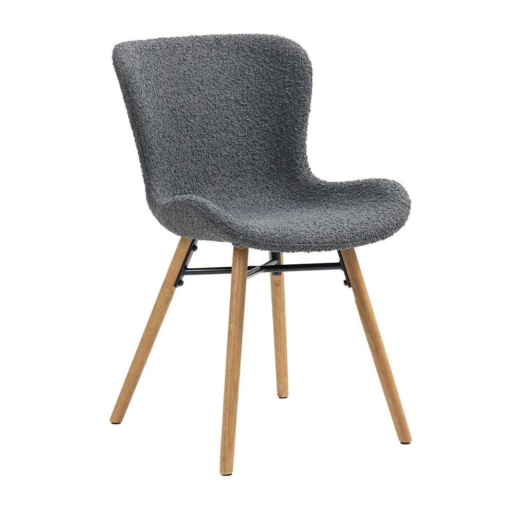 Chaise repas effet bouclette gris foncé