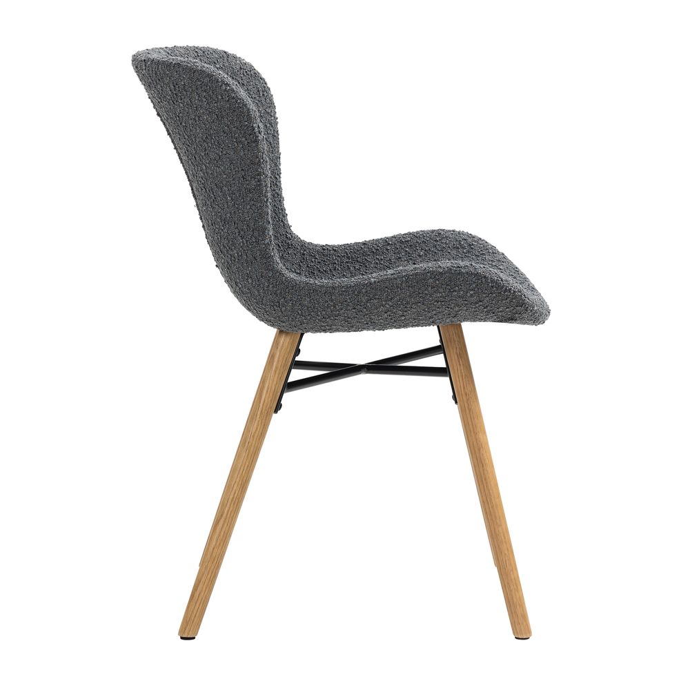 Chaise repas effet bouclette gris foncé