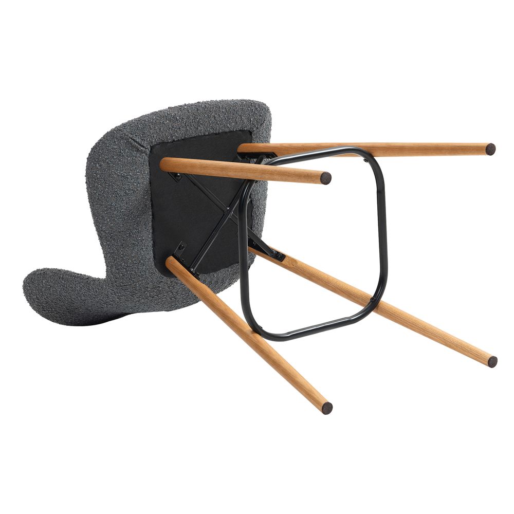 Chaise snack effet laine bouclette gris foncé