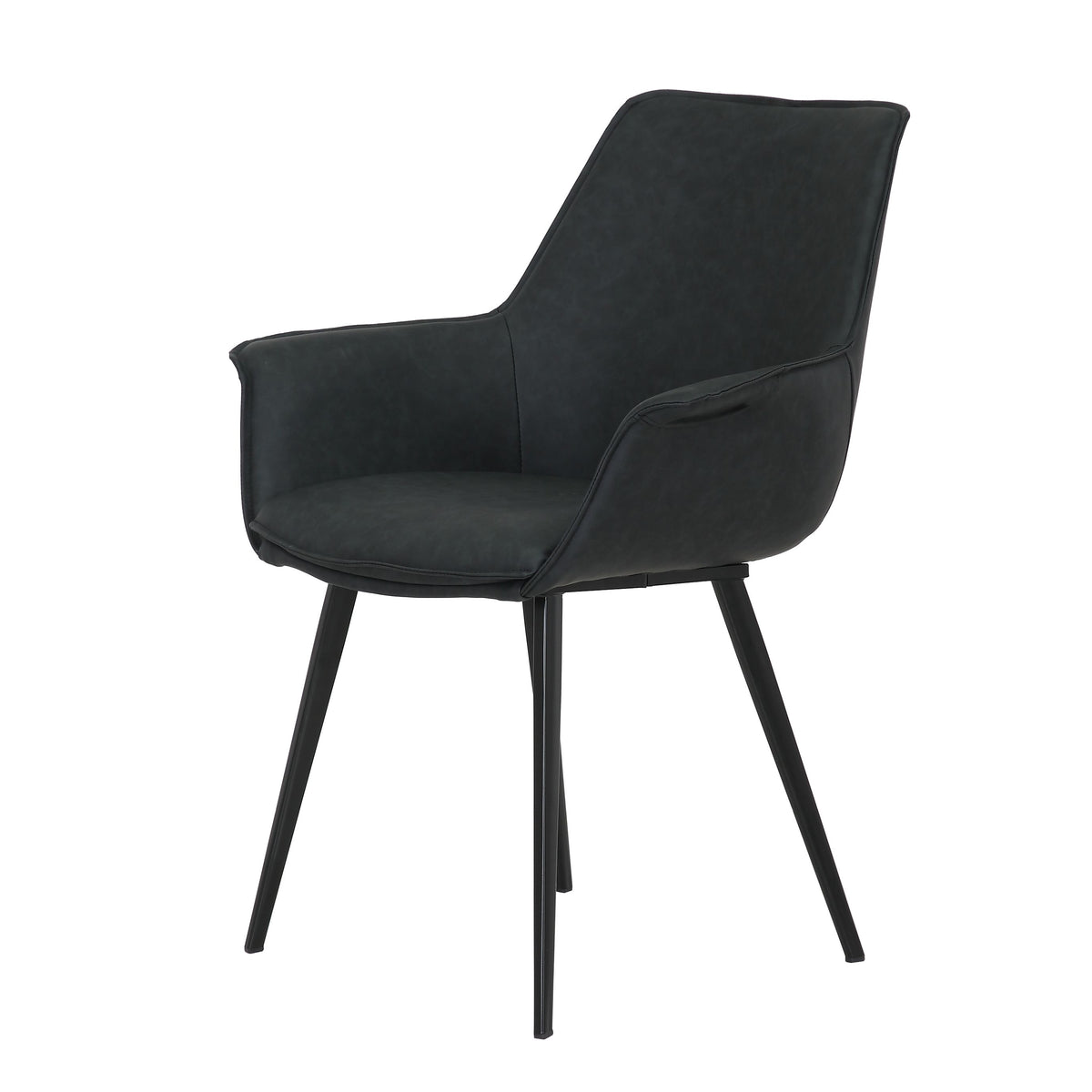 Fauteuil repas PU noir mat