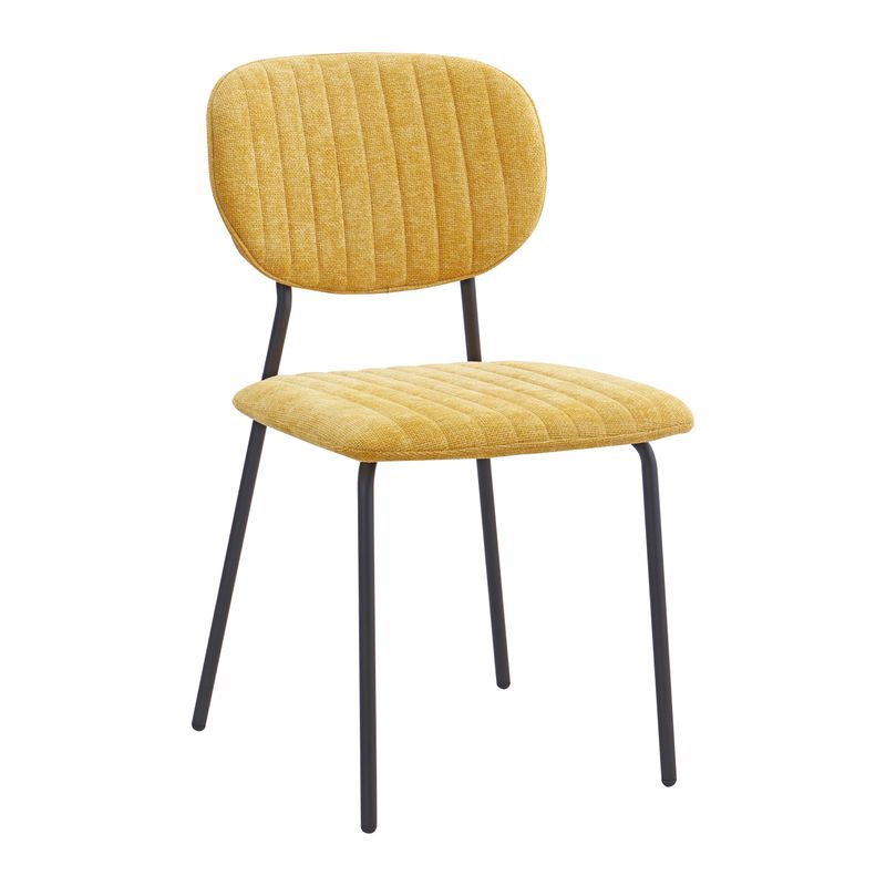 Chaise repas tissu jaune curry