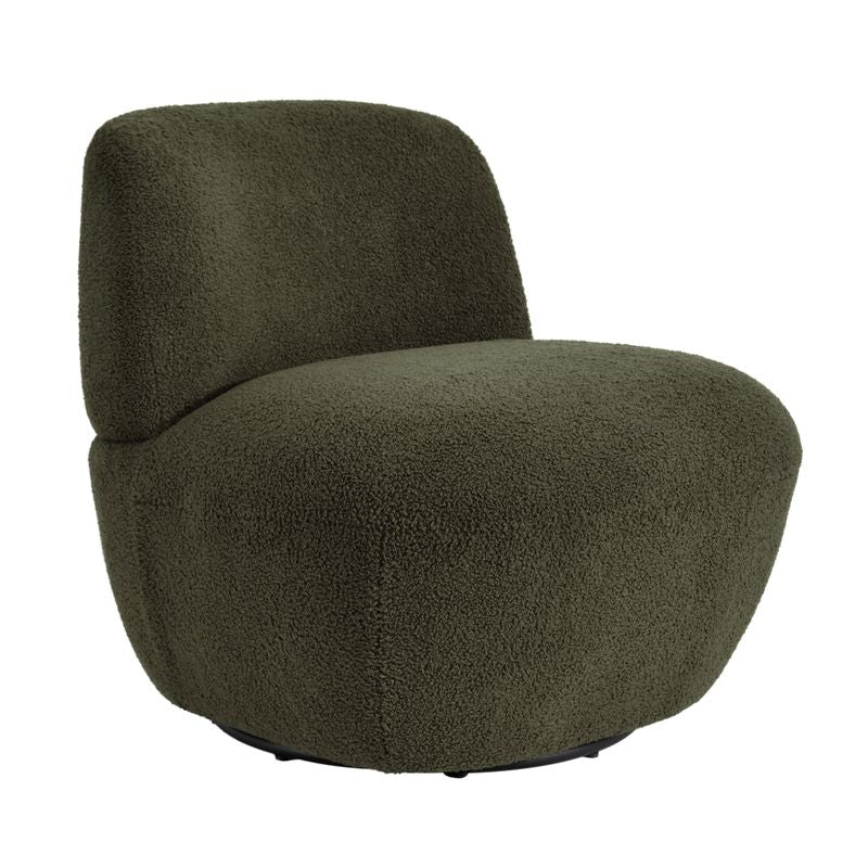 Fauteuil pivotant en bouclette épaisse vert