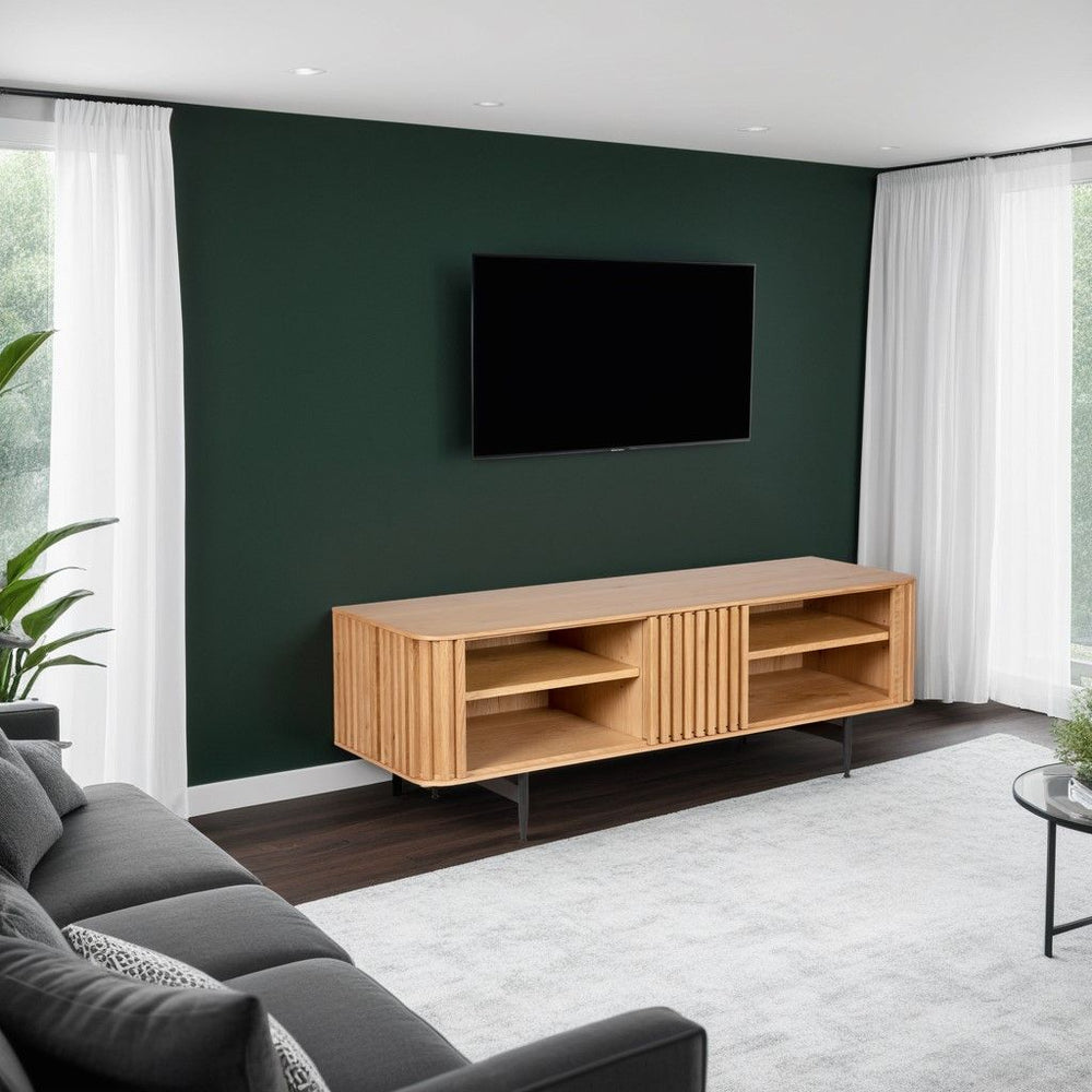 Meuble télé 4 niches chêne naturel