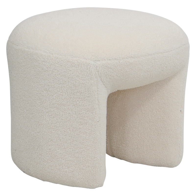 Pouf tissu effet laine bouclette beige