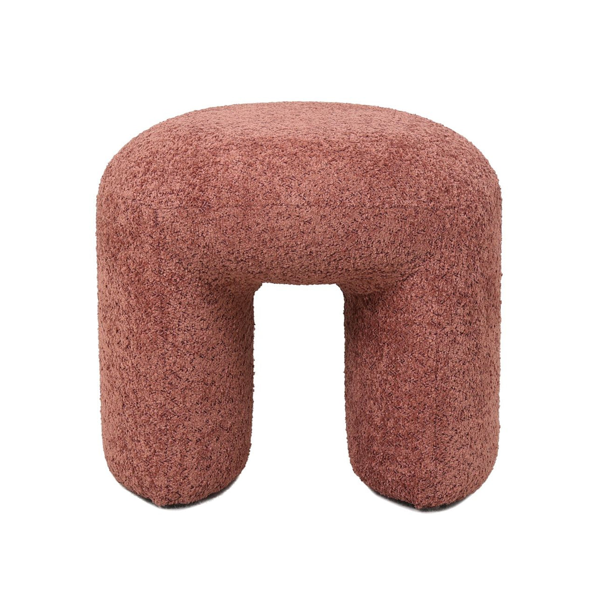 Pouf tissu effet fourrure rase vieux rose
