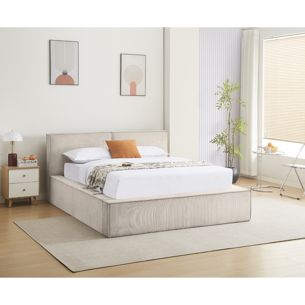 Lit coffre 140 x 190 cm beige