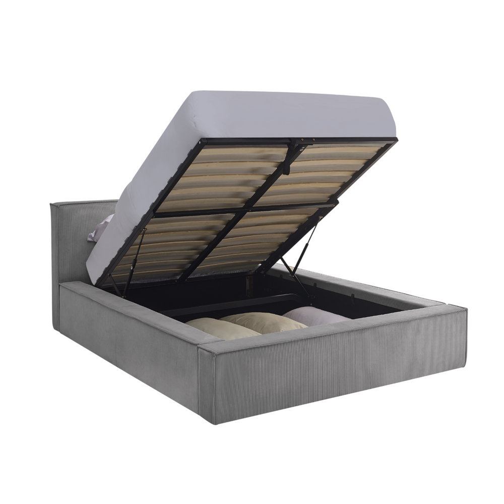 Lit coffre 140 x 190 cm gris