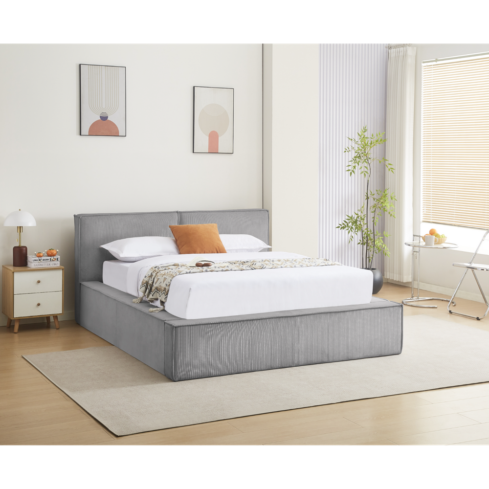 Lit coffre 160 x 200 cm gris