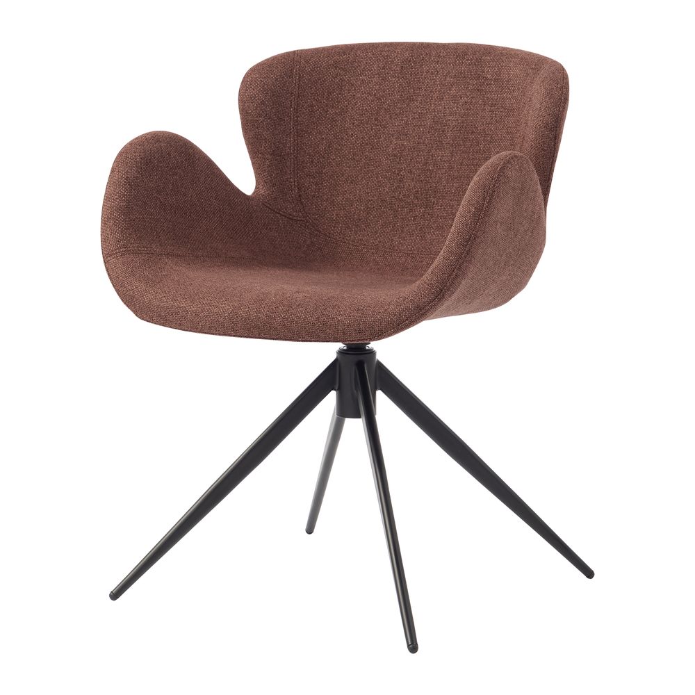 Chaise repas accoudoir tissu rouge lie de vin