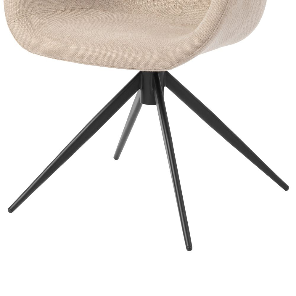 Chaise repas accoudoir tissu gris beige