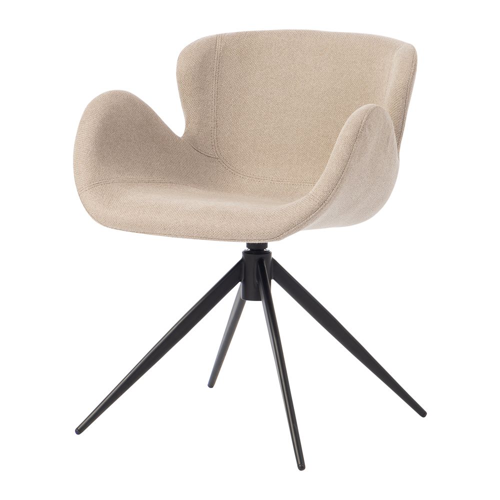 Chaise repas accoudoir tissu gris beige