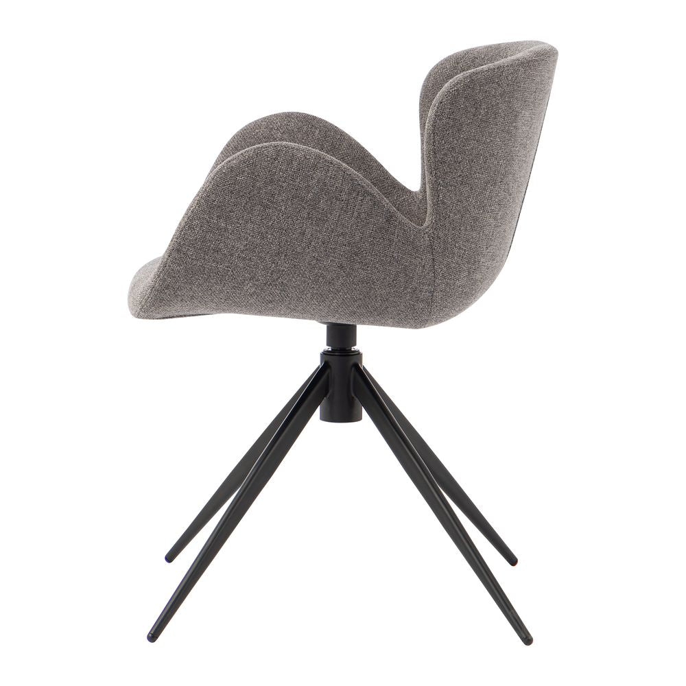 Chaise repas accoudoir tissu gris foncé