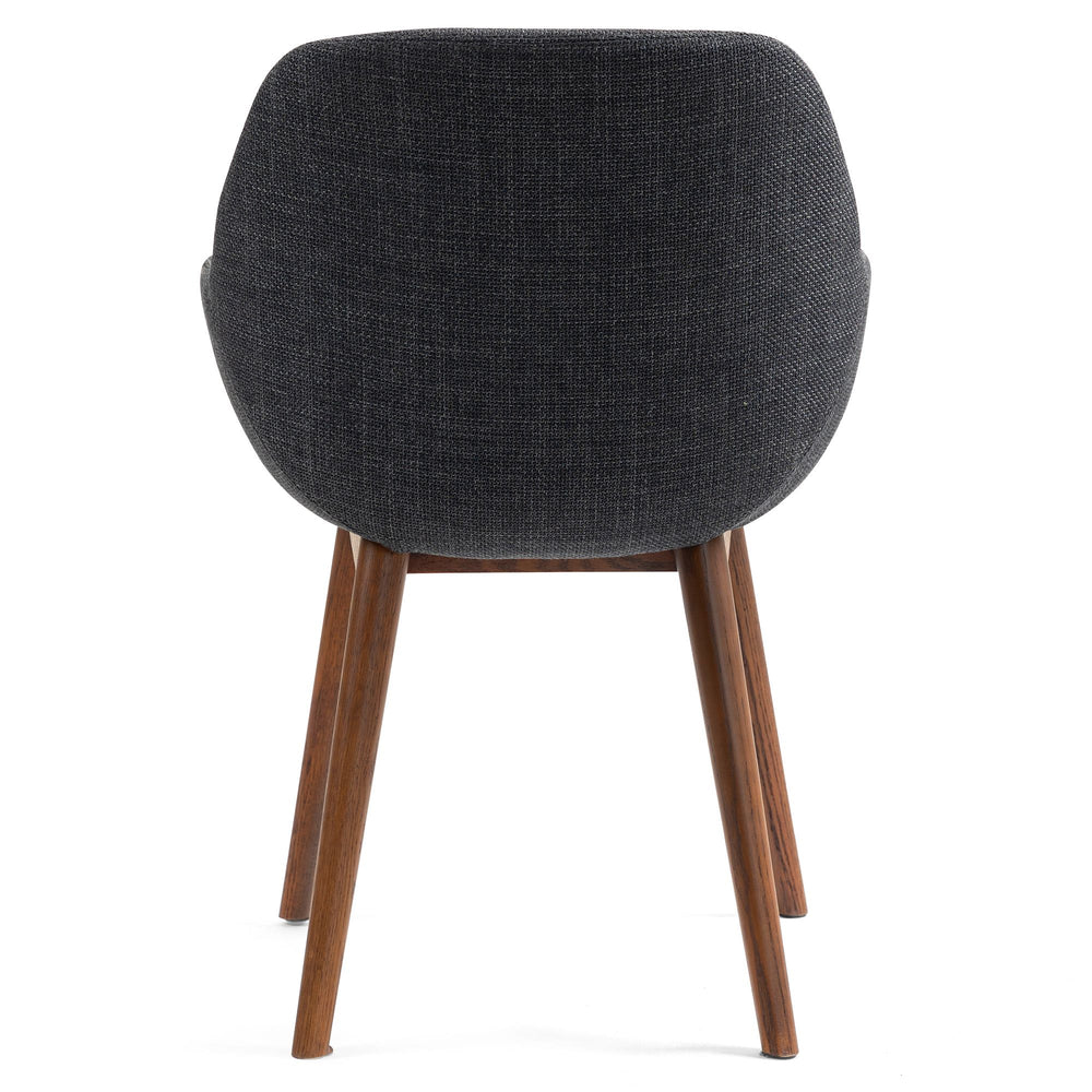 Chaise repas avec accoudoirs en tissu noir pied chêne foncé