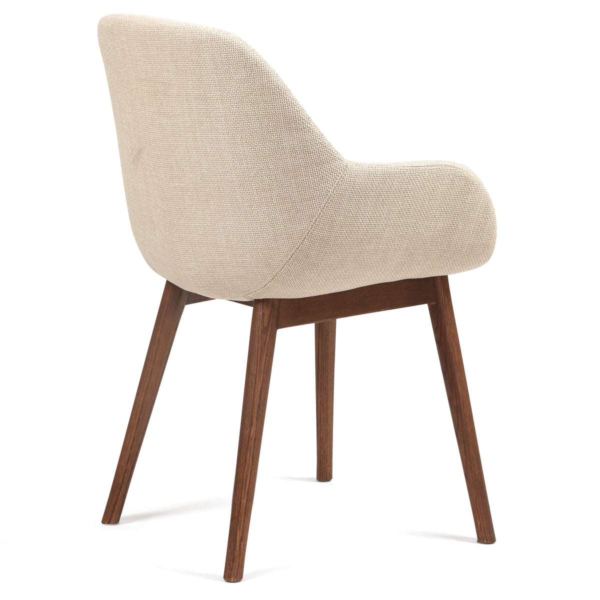Chaise repas avec accoudoirs en tissu beige pied chêne foncé