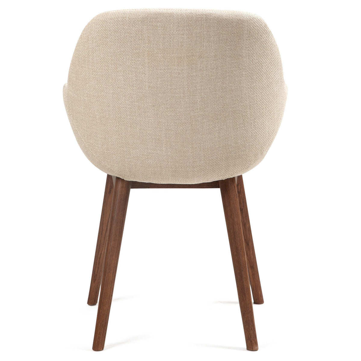 Chaise repas avec accoudoirs en tissu beige pied chêne foncé
