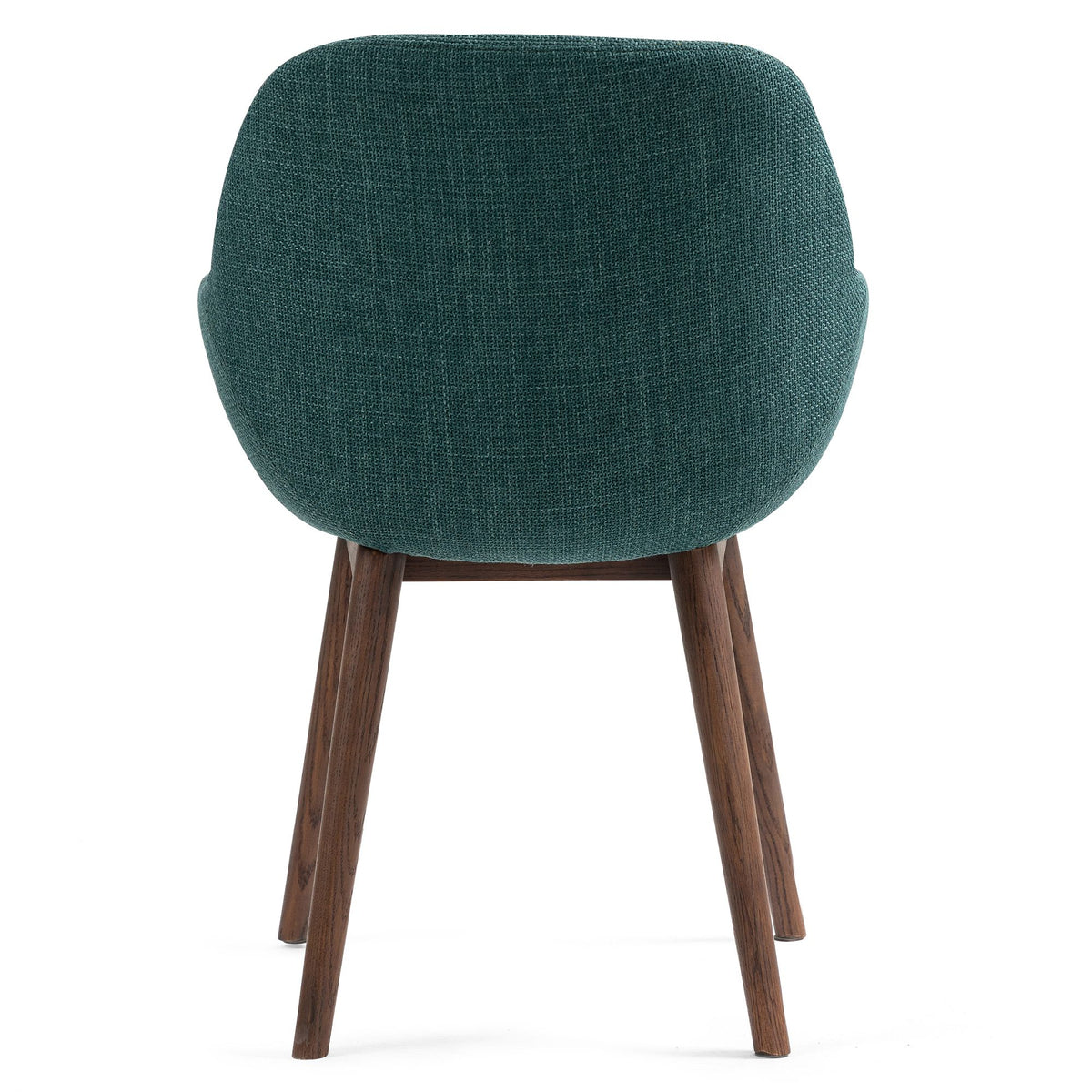 Chaise repas avec accoudoirs tissu vert emeraude pied chêne foncé
