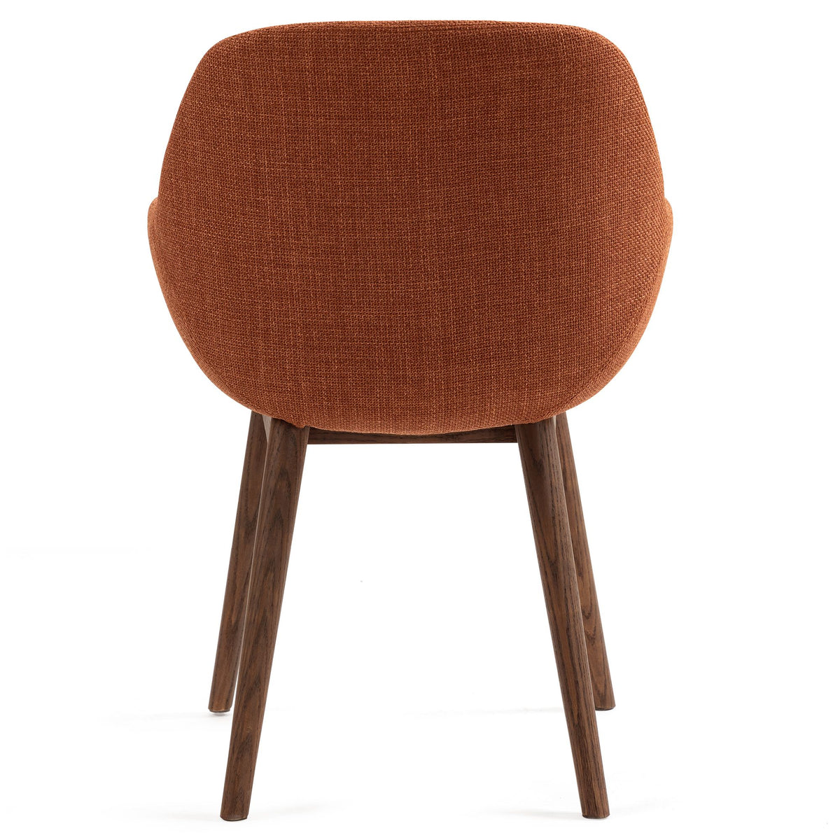 Chaise repas avec accoudoirs tissu caramel pied chêne foncé