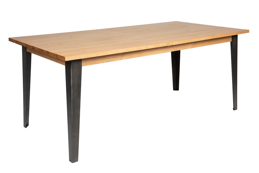 Table repas 180cm en placage chêne avec allonge intégrée 50 cm