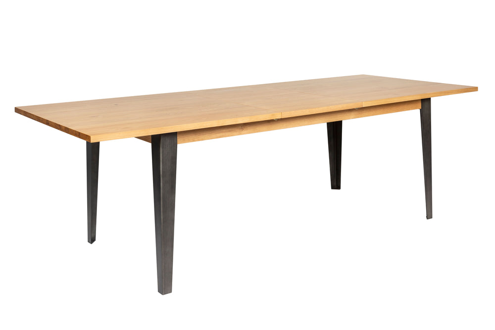 Table repas 180cm en placage chêne avec allonge intégrée 50 cm