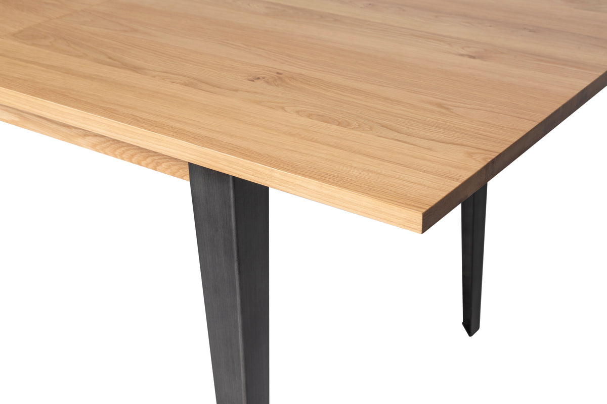Table repas 180cm en placage chêne avec allonge intégrée 50 cm