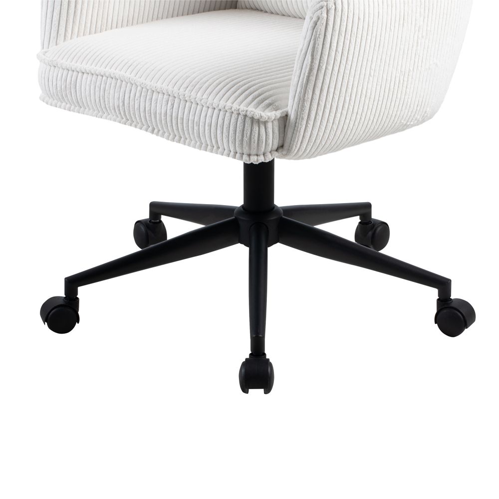Chaise de bureau velours côtelé blanc