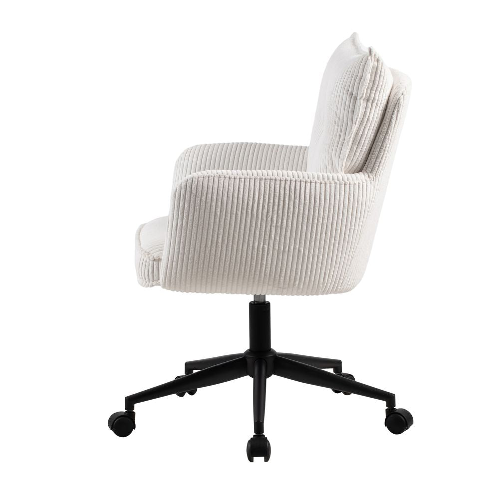 Chaise de bureau velours côtelé blanc