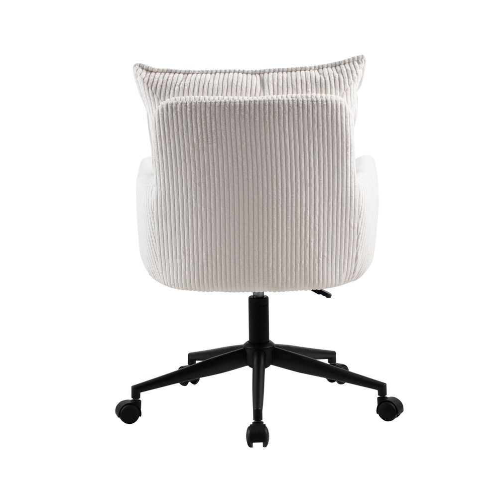 Chaise de bureau velours côtelé blanc