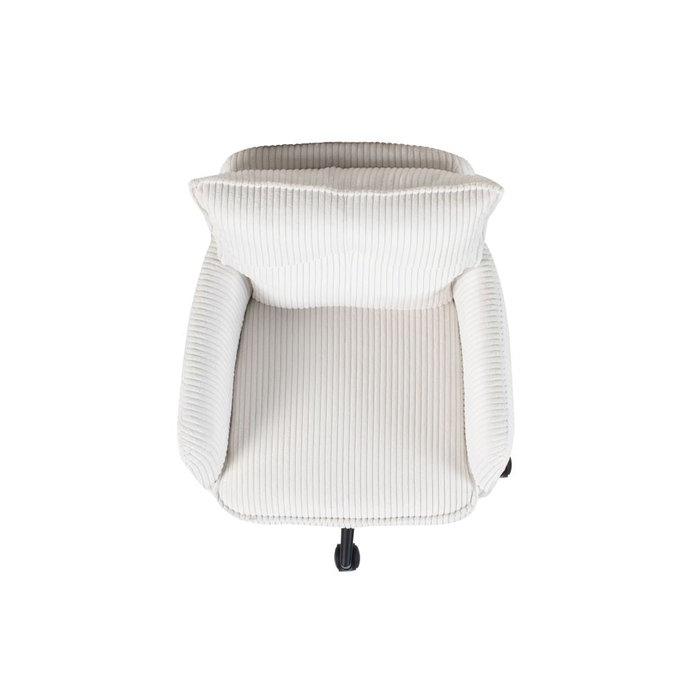 Chaise de bureau velours côtelé blanc