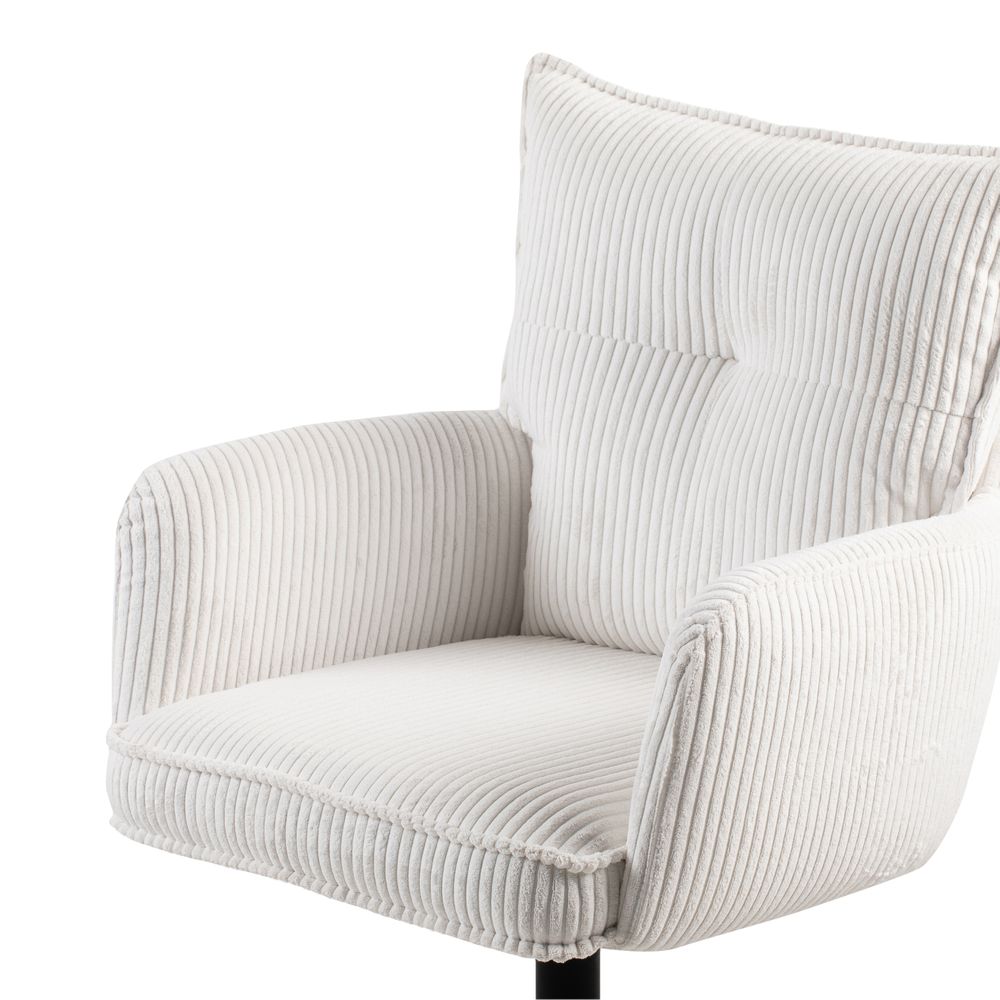 Chaise de bureau velours côtelé blanc