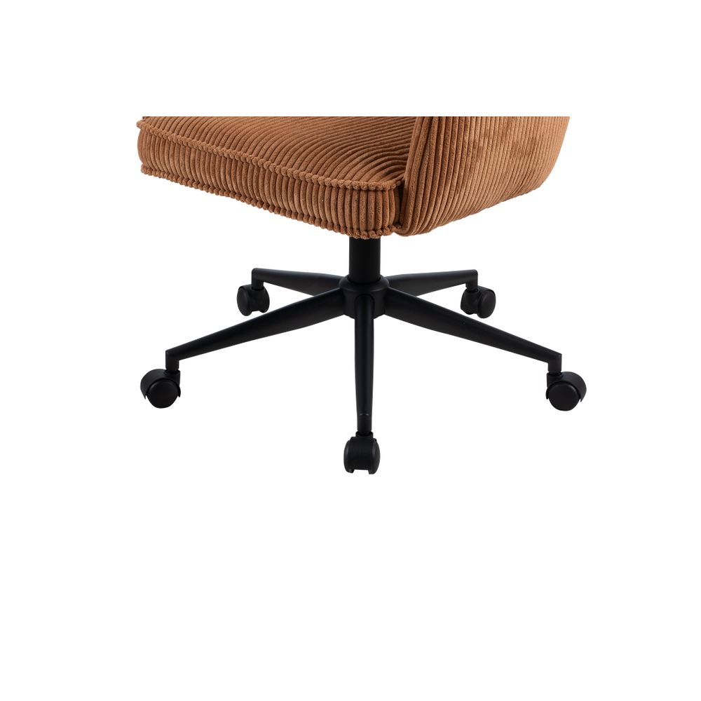 Chaise de bureau velours côtelé caramel
