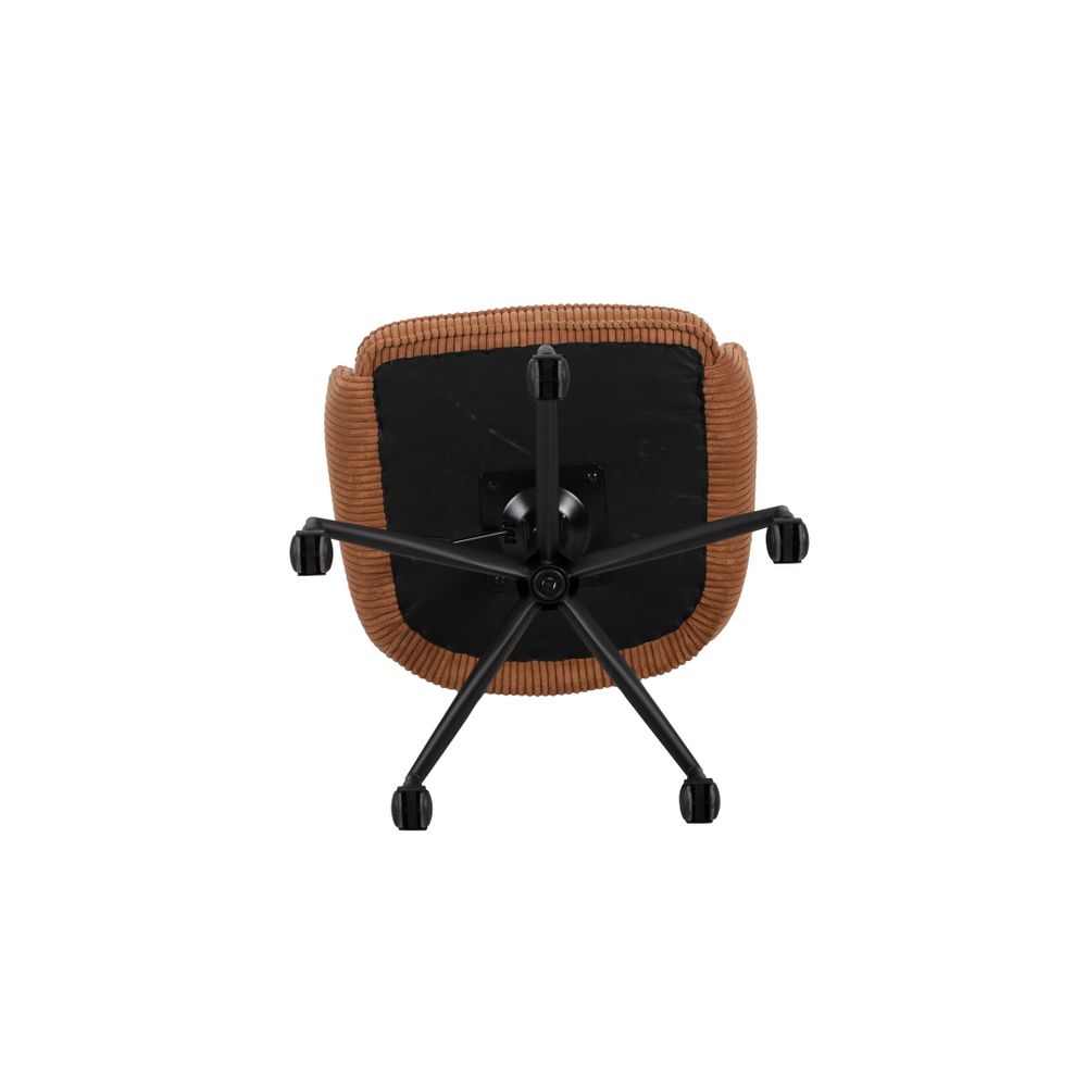 Chaise de bureau velours côtelé caramel