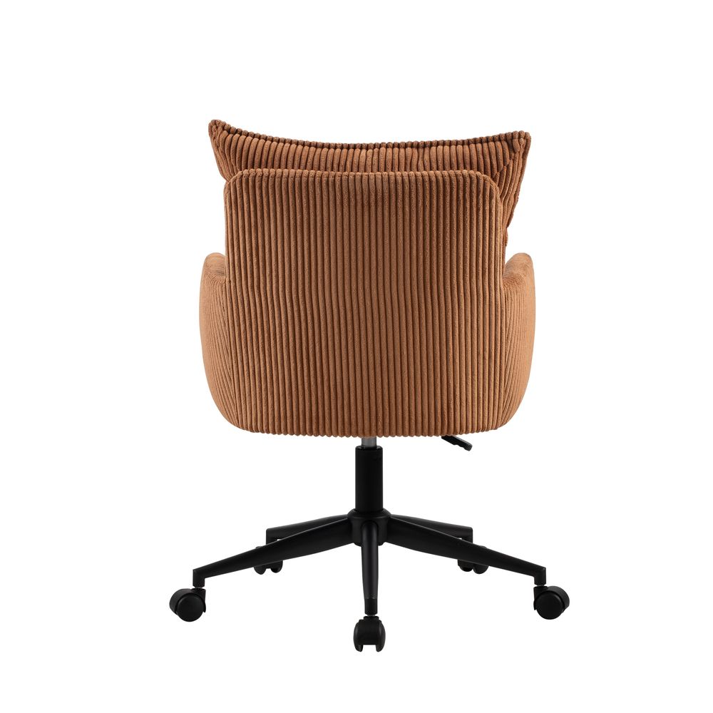 Chaise de bureau velours côtelé caramel