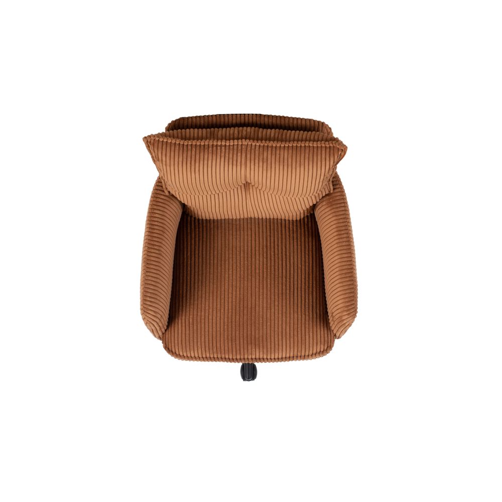 Chaise de bureau velours côtelé caramel