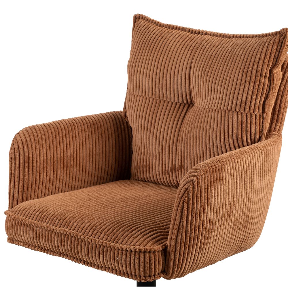 Chaise de bureau velours côtelé caramel