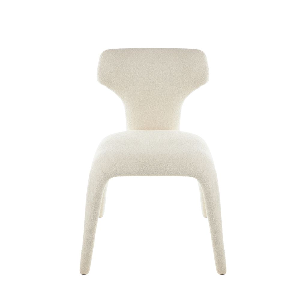 Chaise repas full bouclette rase écru