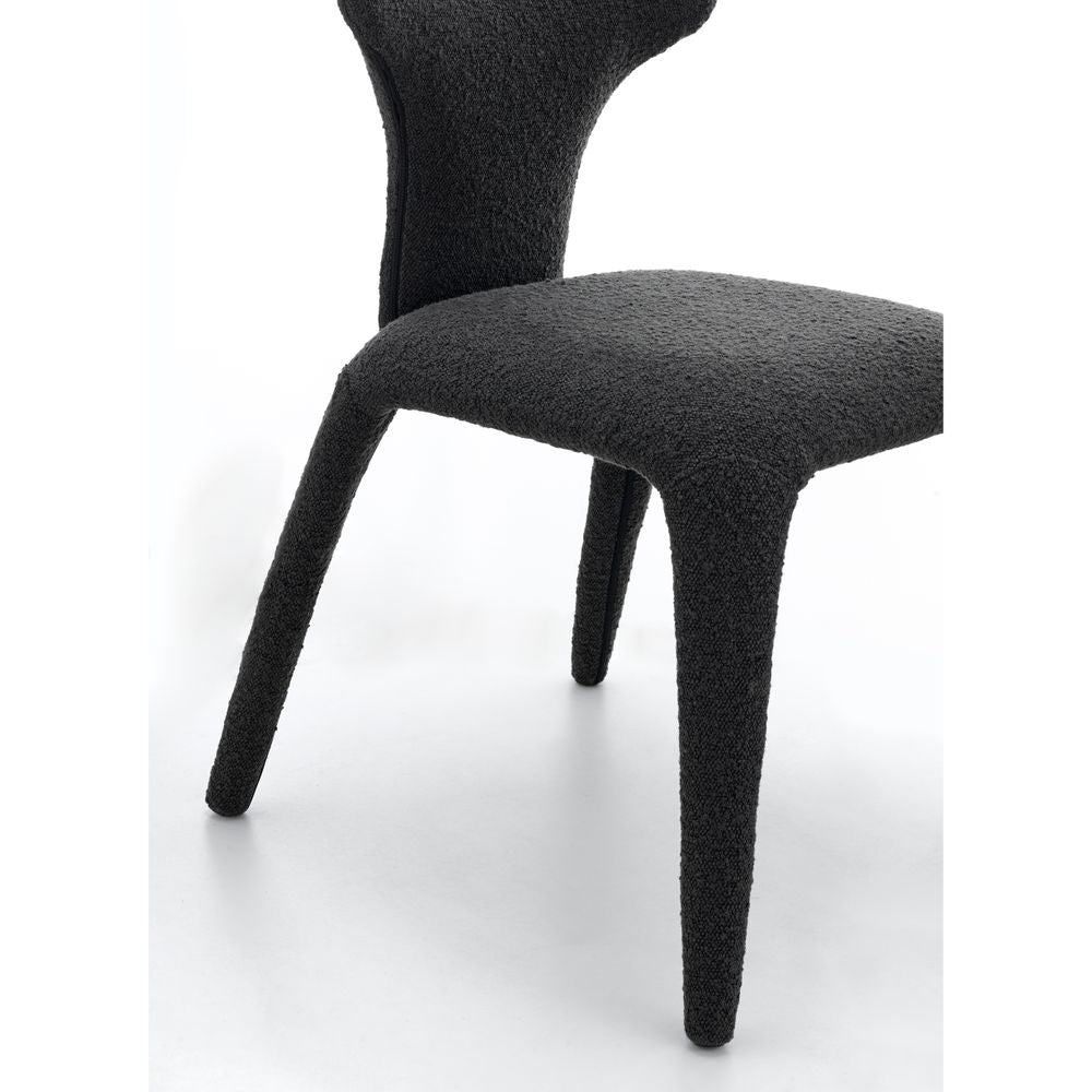Chaise repas full bouclette rase gris foncé