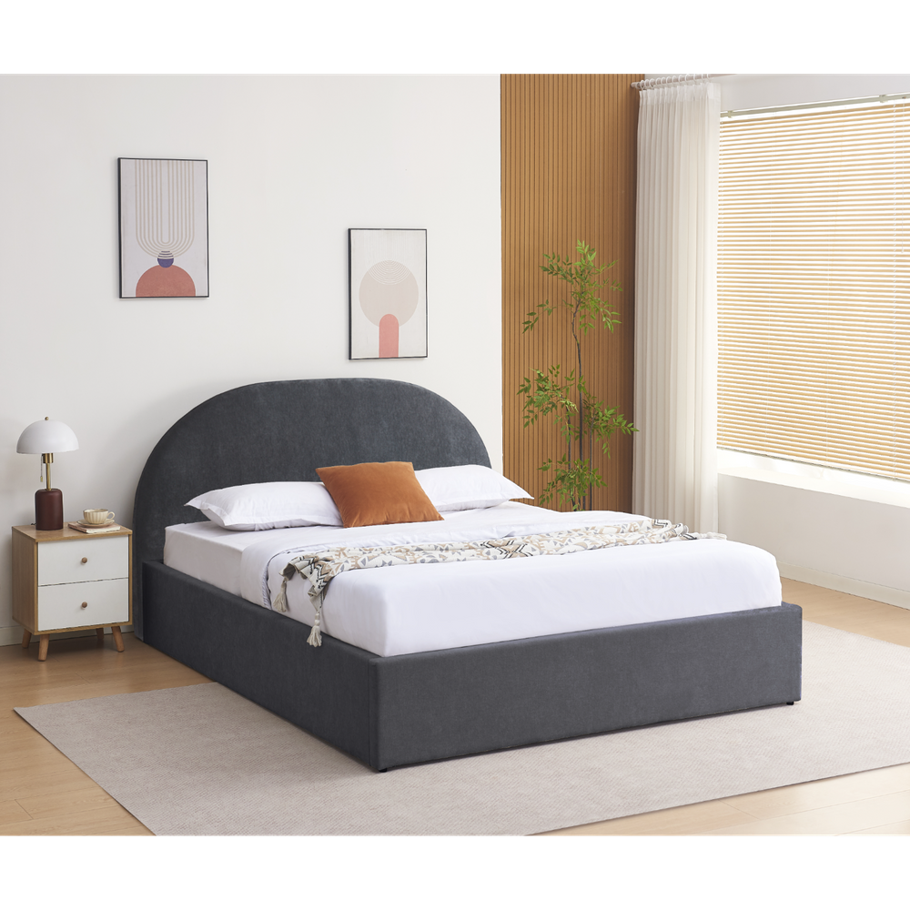 Lit coffre 140 x 190 cm gris
