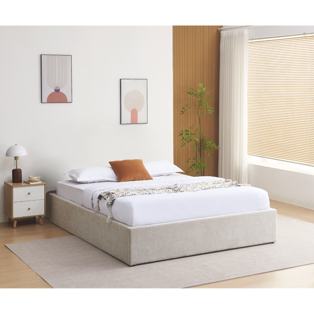 Lit coffre 160 x 200 cm beige