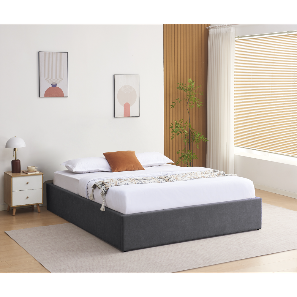 Lit coffre 160 x 200 cm gris